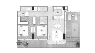 Планировка квартиры 1 спальня в ЖК MOONSTONE № 11007