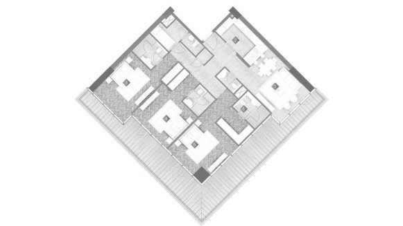 Apartment floor plan, 3 bedrooms in MOONSTONE No. 11009 (2D)